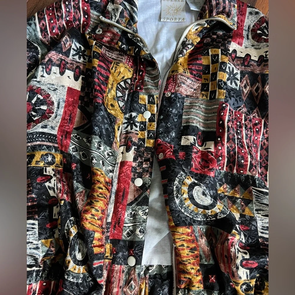 Women's Medium SOLARE SPORTA Vintage VTG 90s Sports Jacket Bohemian Style Boho